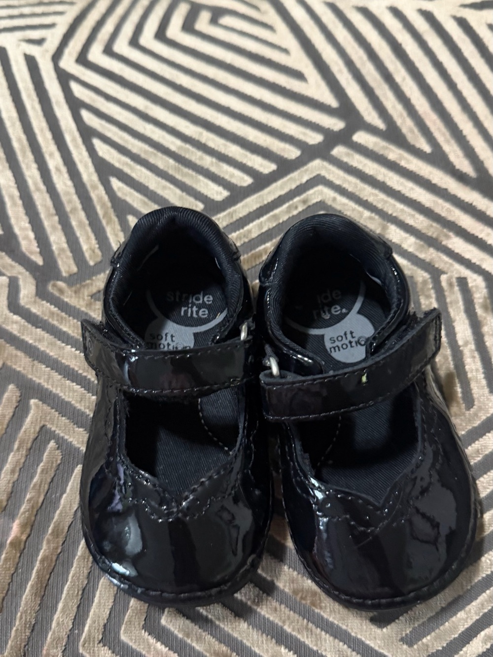 Stride Rite Black Patent Mary Jane Baby Walker Shoes